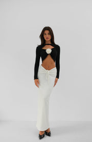 Gathered Detail Ecru Maxi Skirt
