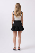 Ruched Detail Mini Black Skirt