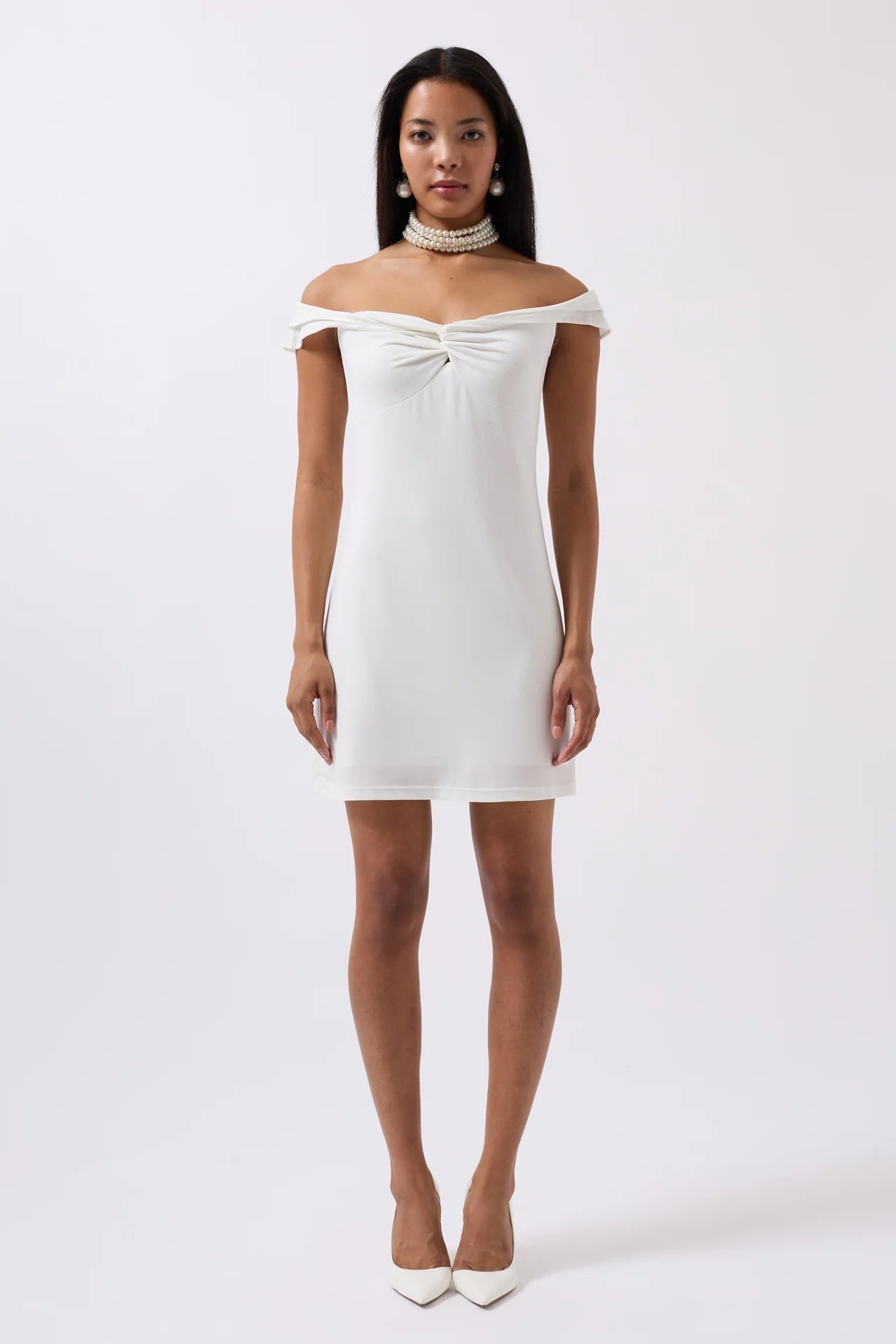 Ruched Detail Off Shoulder Mini Dress