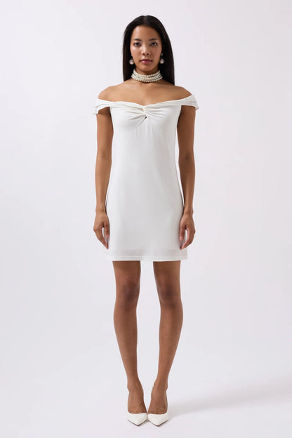 Ruched Detail Off Shoulder Mini Dress