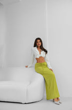 Ruched Detay Green Maxi Skirt
