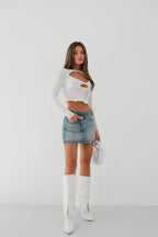 Ruched White Cutout Blouse