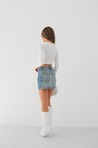 Ruched White Cutout Blouse