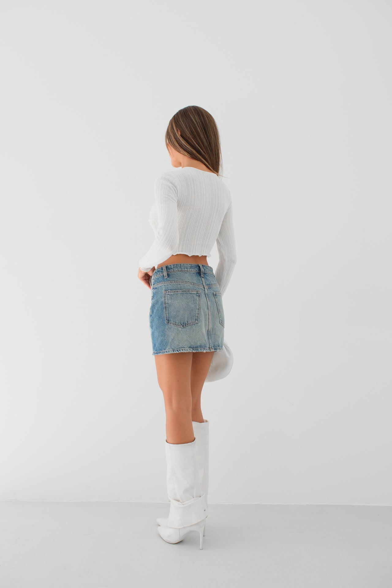 Ruched White Cutout Blouse