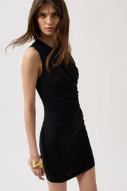 Gathered Mini Black Dress