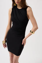 Ruched Mini Black Dress