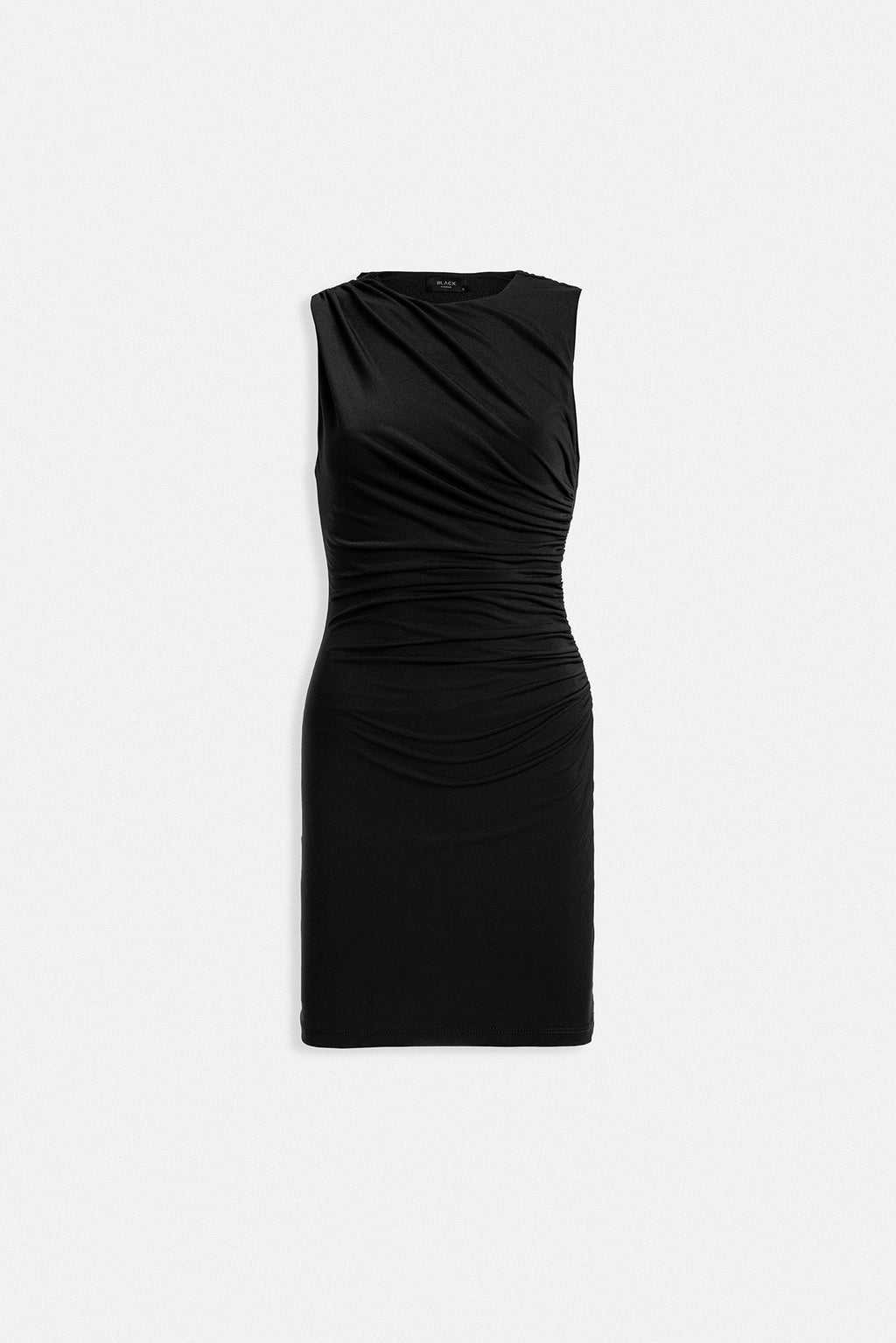 Ruched Mini Black Dress
