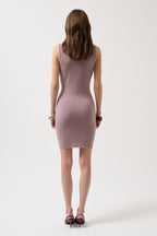 Ruched Mini Mink Dress