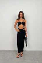 Ruched Black Strapless Bra