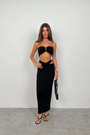 Gathered Black Strapless Bra