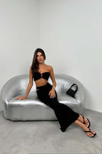 Ruched Black Strapless Bra