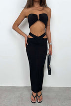 Ruched Black Strapless Bra