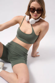 Cross Strap Khaki Bra