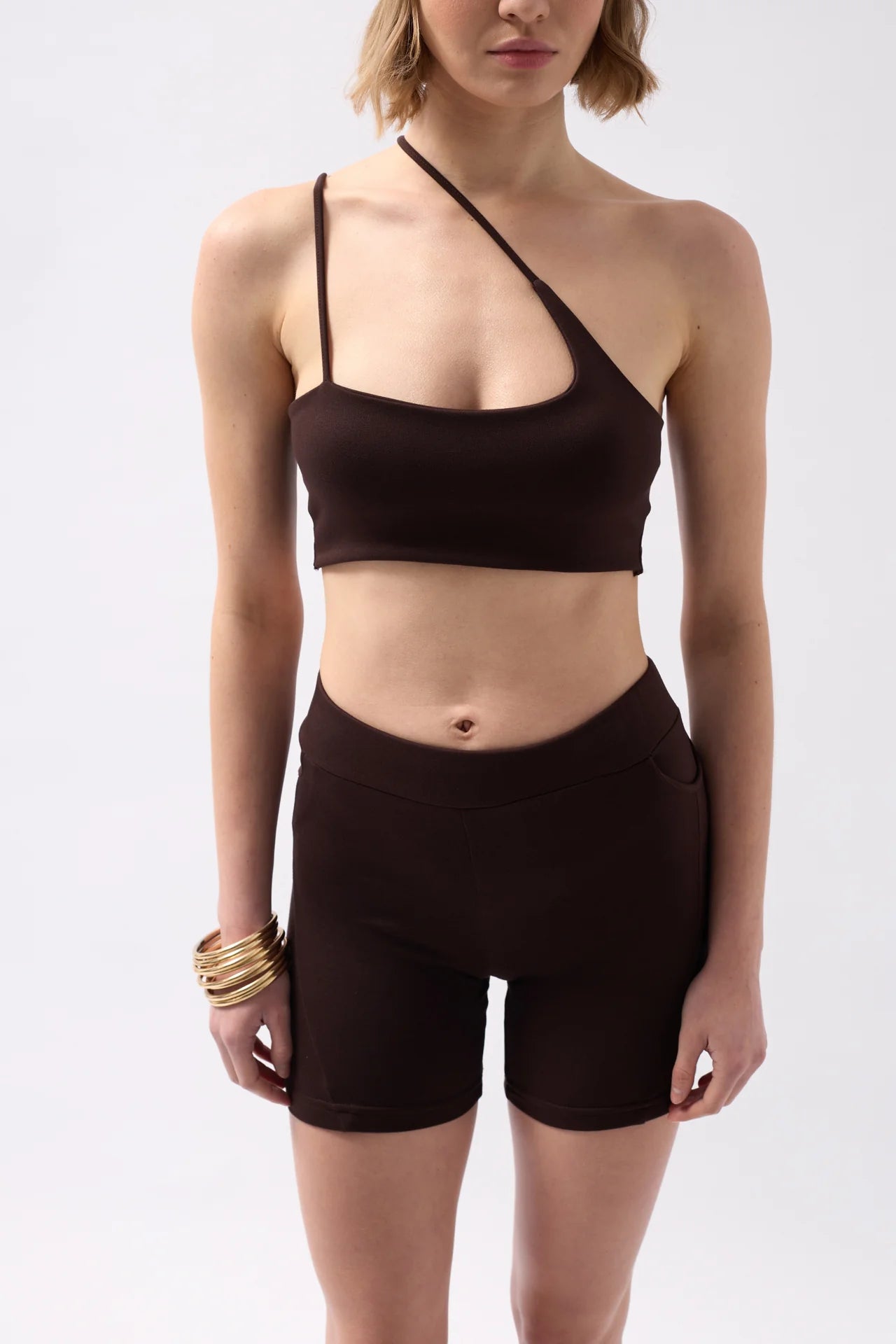 Leggings Detail High Waist Blue Jeans + Crop