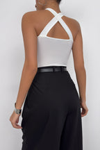 Cross Strap White Bodysuit