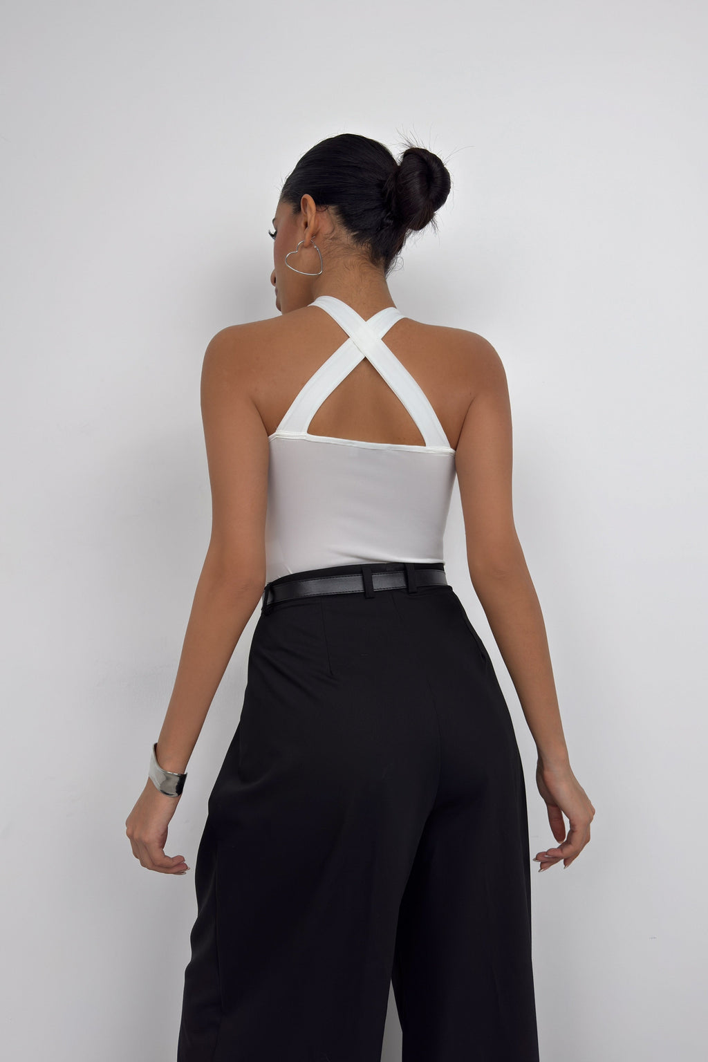 Cross Strap White Bodysuit