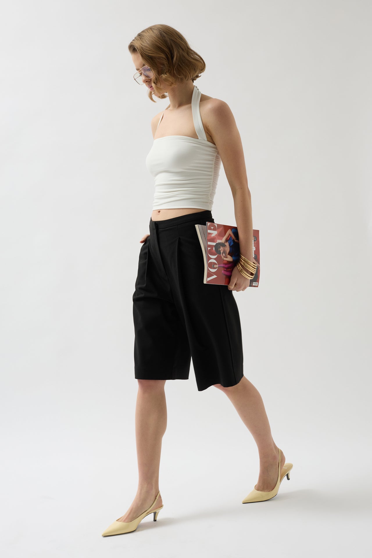 Cross Strapli Ecru Blouse