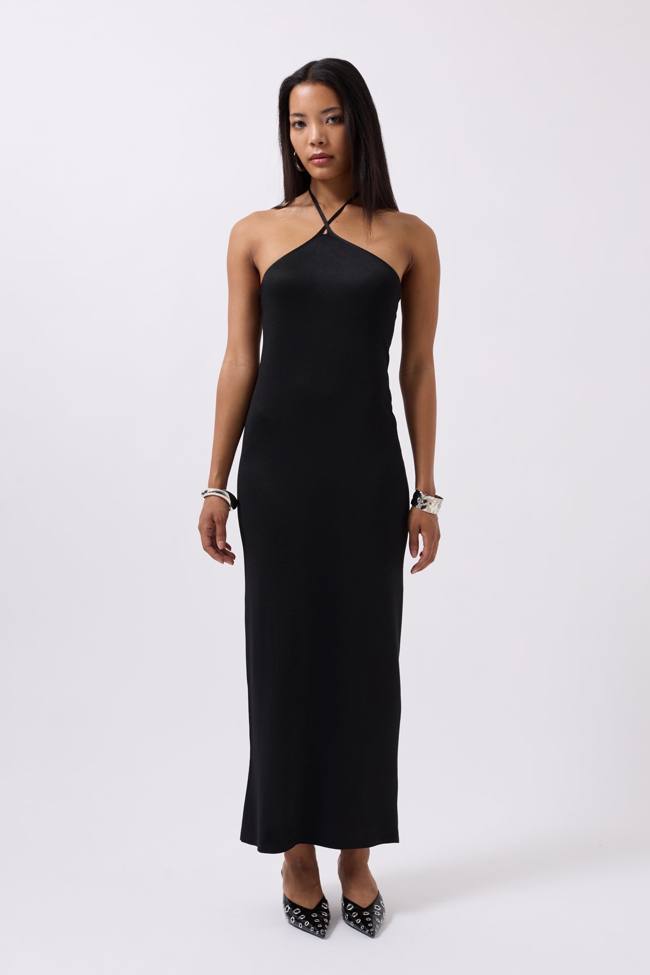 Cross Strap Maxi Black Dress