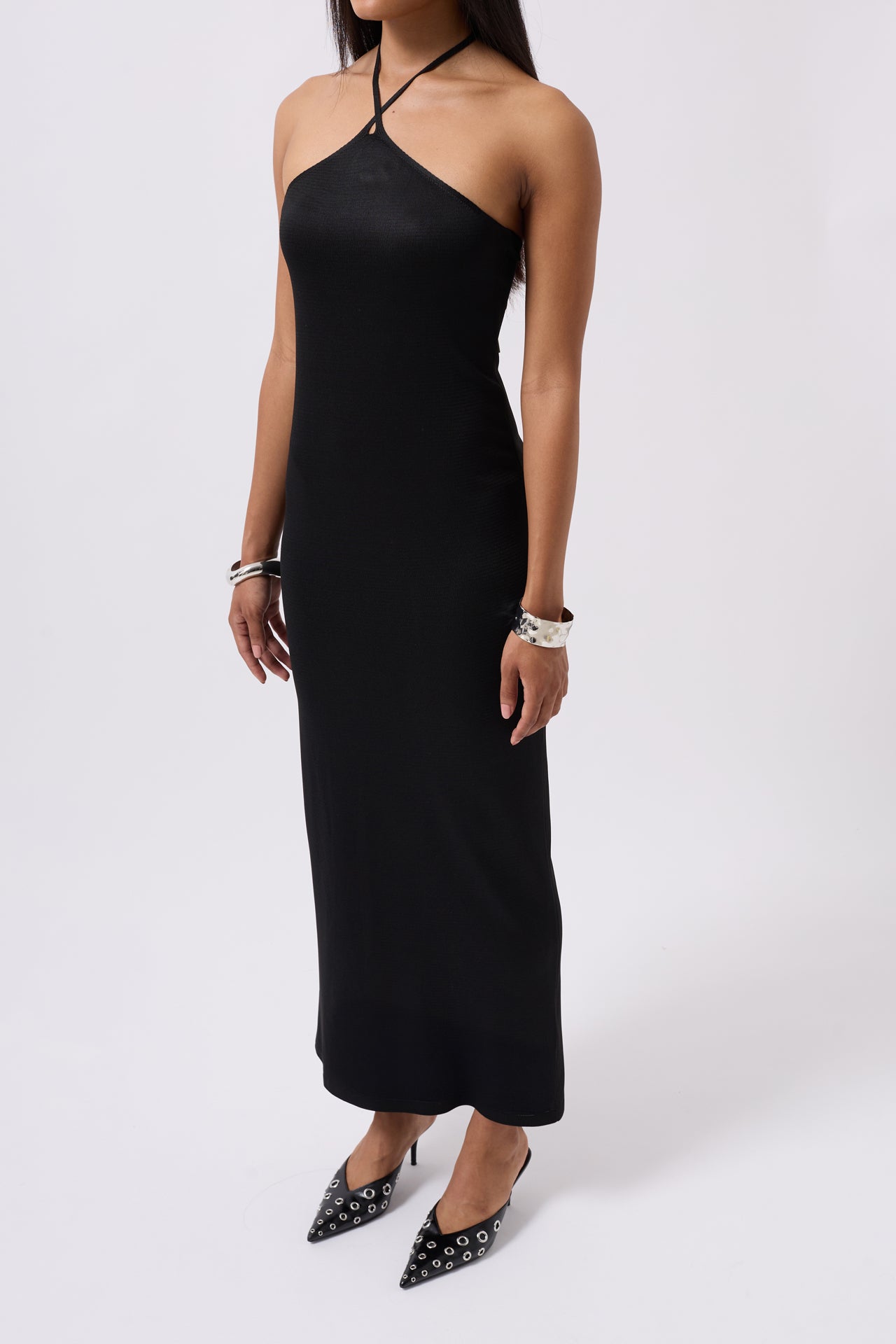Cross Strap Maxi Black Dress