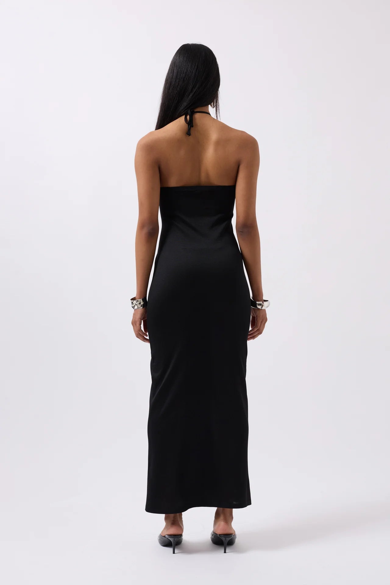 Cross Straps Maxi Black Dress