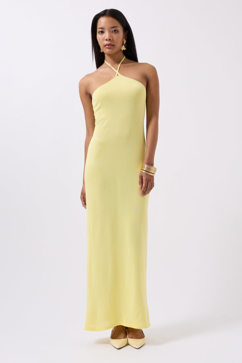 Cross Strap Maxi Yellow Dress