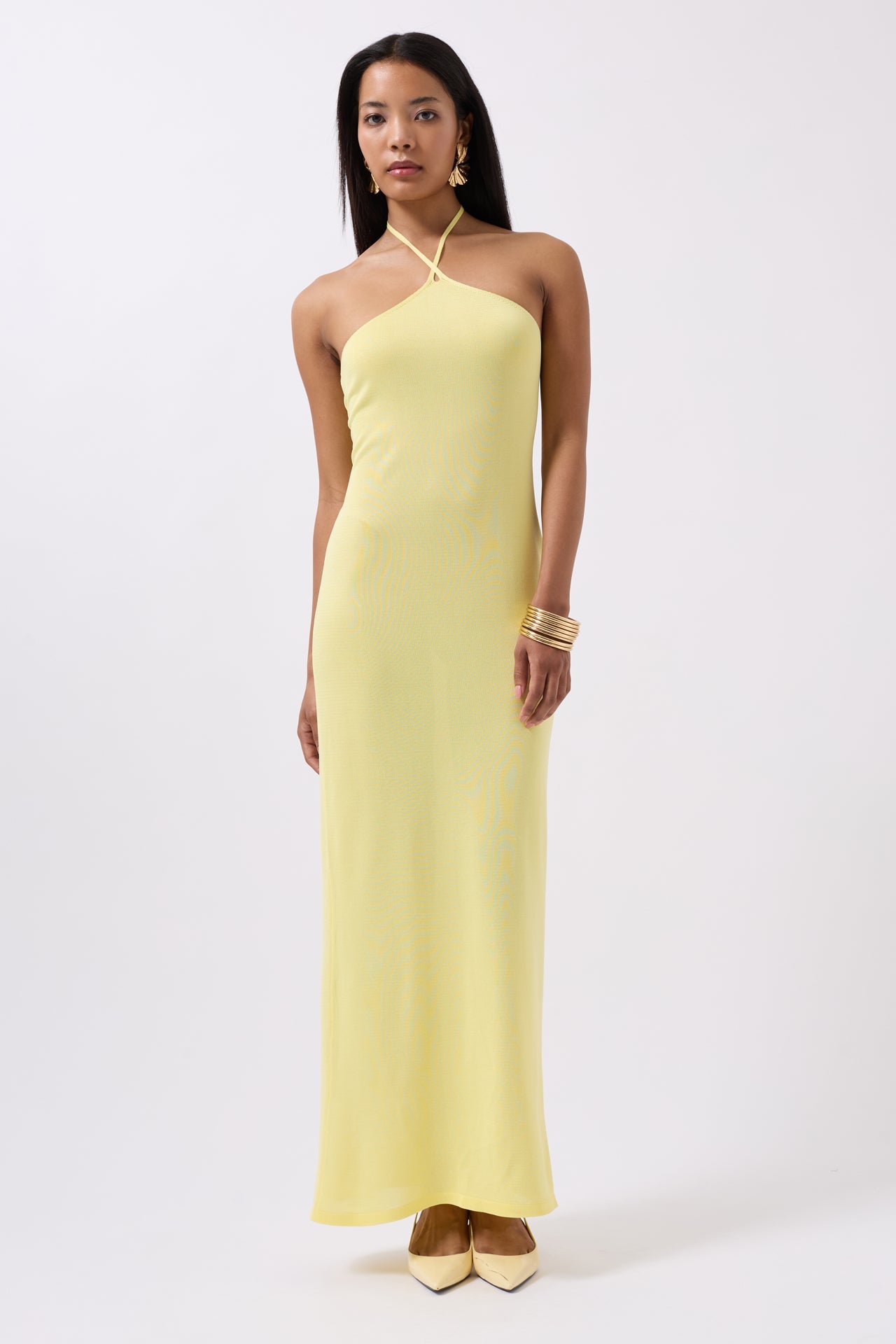 Cross Strap Maxi Yellow Dress