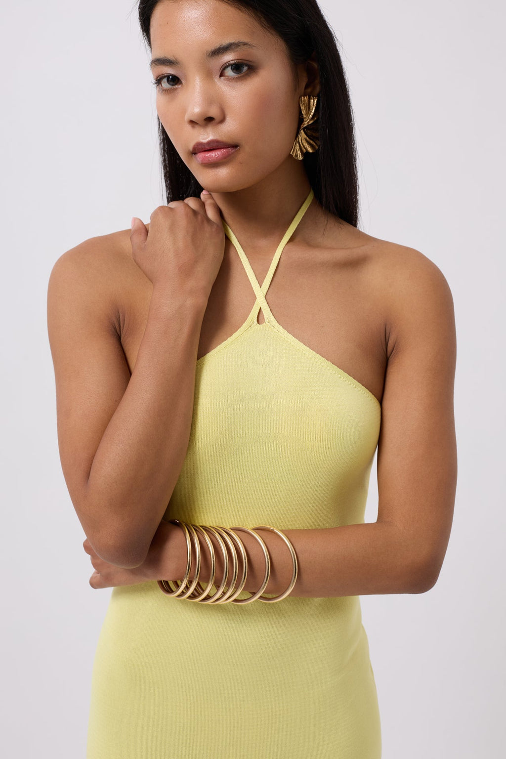 Cross Strap Maxi Yellow Dress