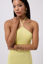 Cross Strap Maxi Yellow Dress