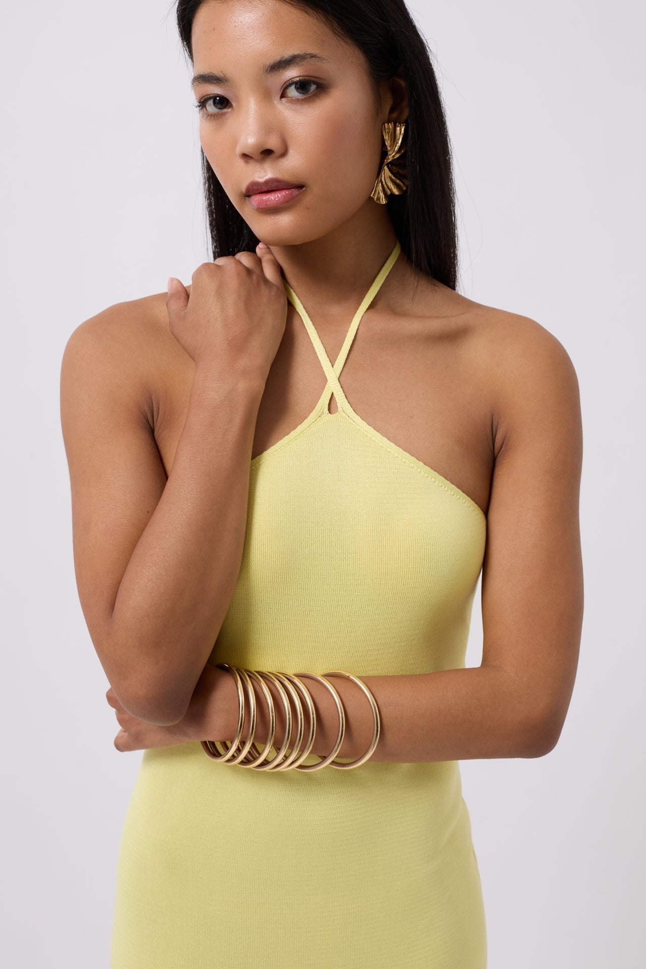 Cross Strap Maxi Yellow Dress