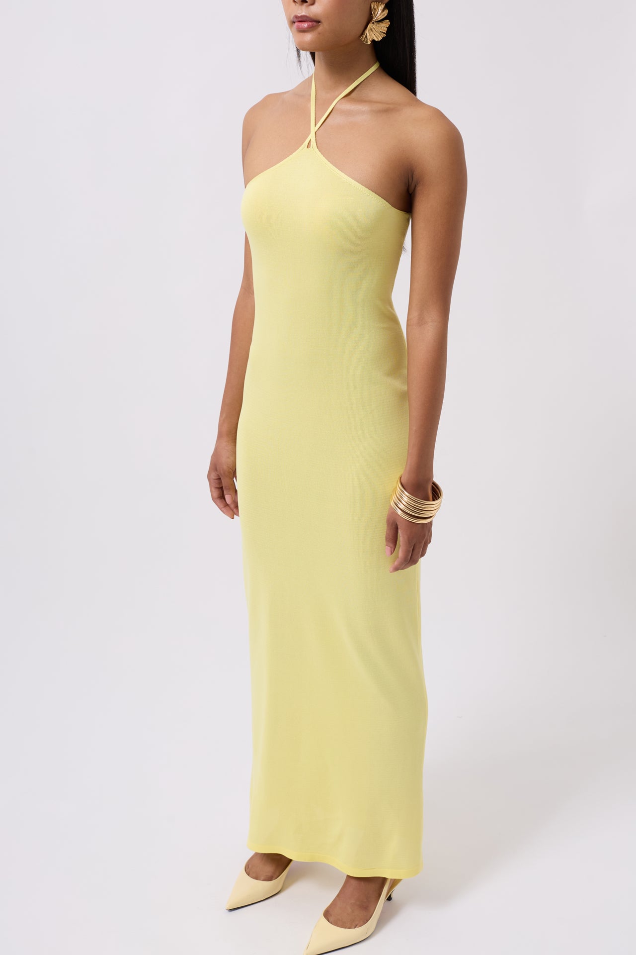 Cross Strap Maxi Yellow Dress