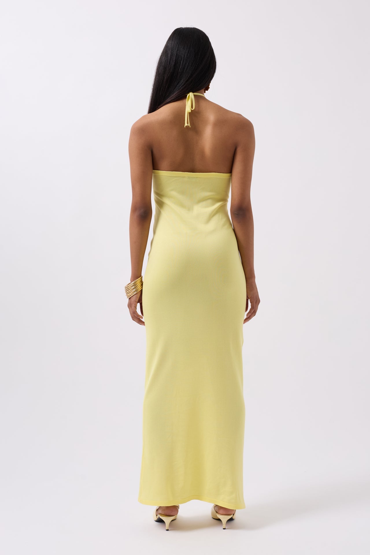 Cross Strap Maxi Yellow Dress