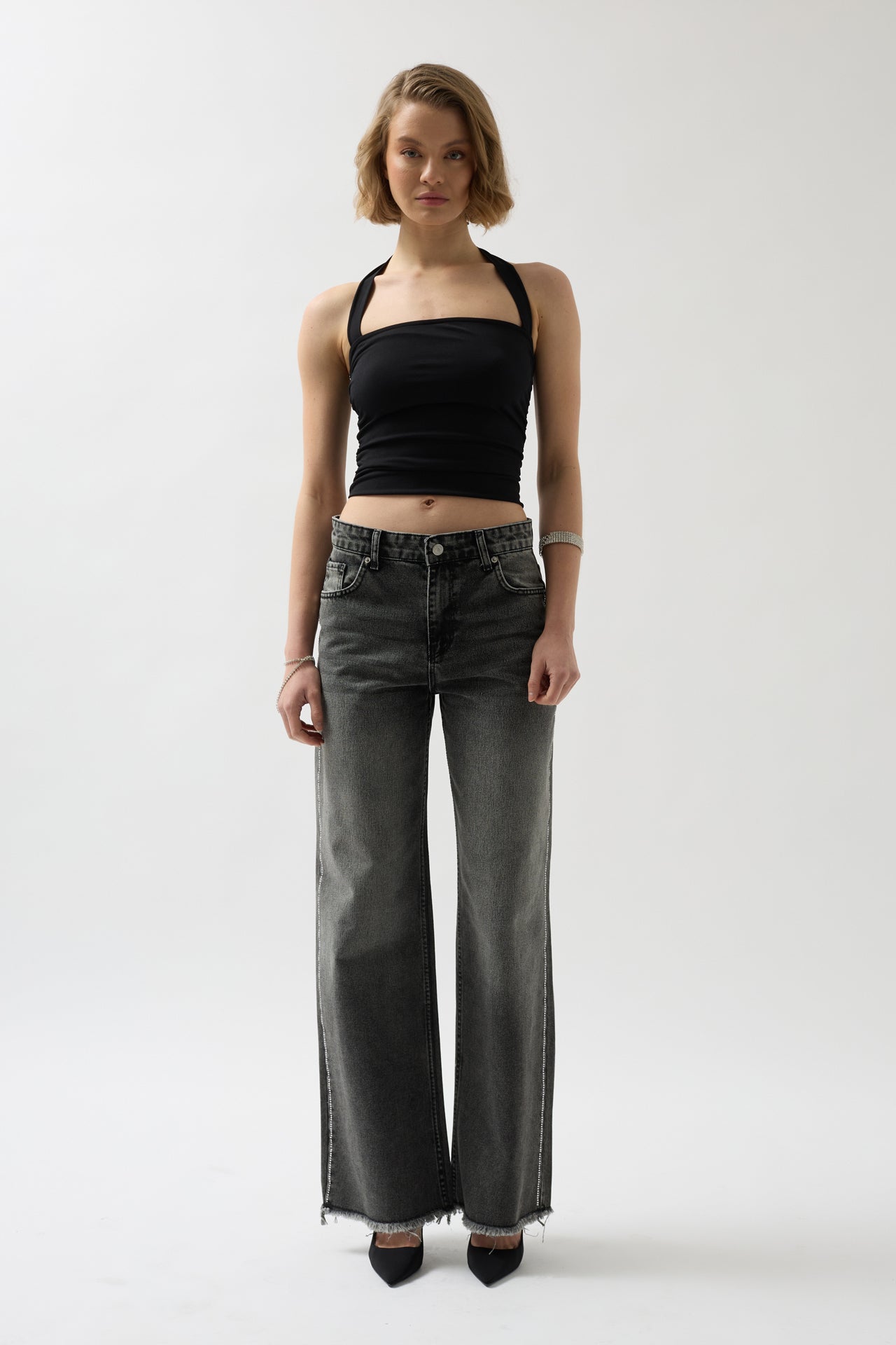 Cross Strapli Black Blouse