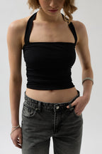 Cross Strapli Black Blouse