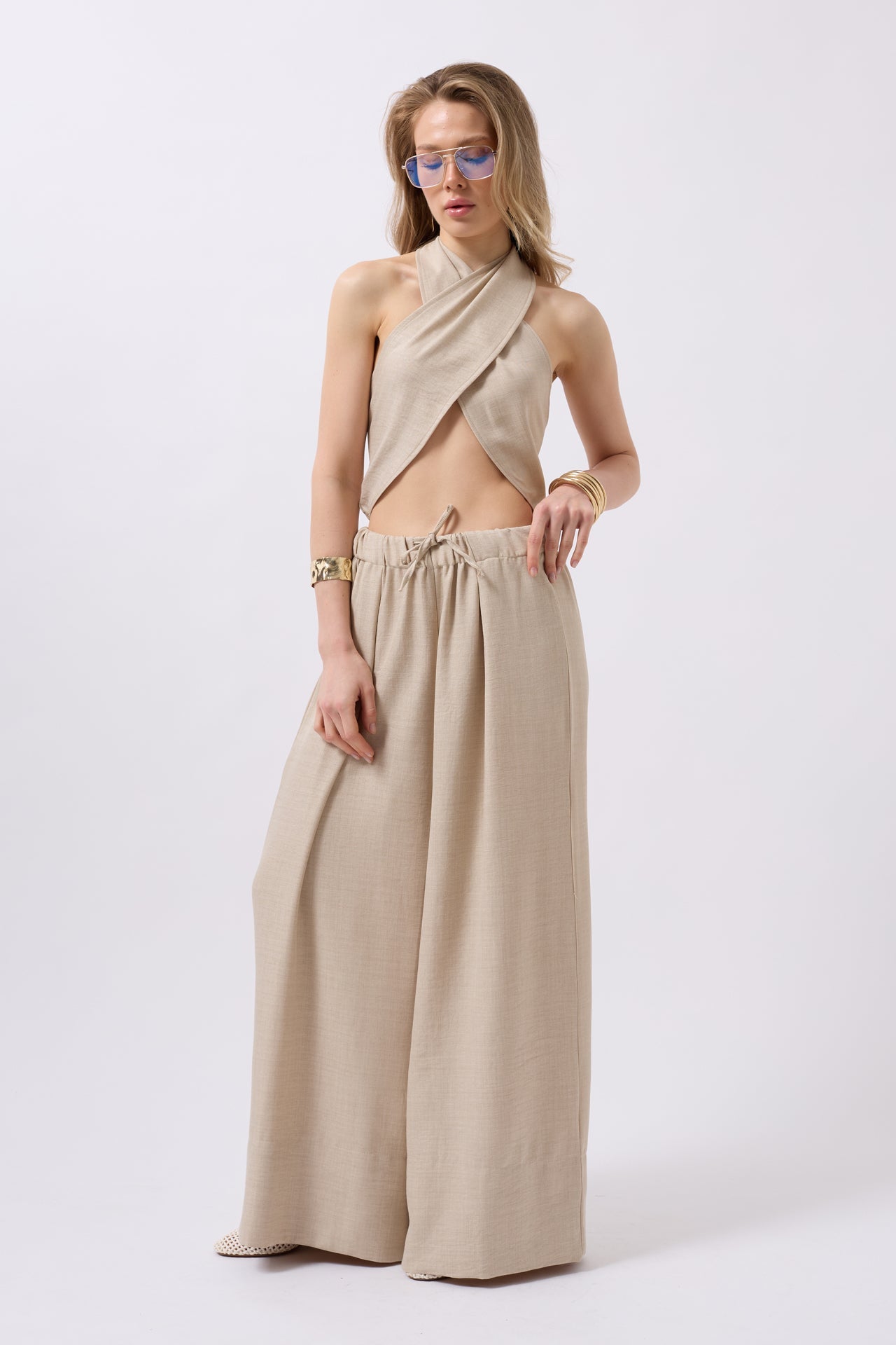 Cross Tie Linen Stone Crop