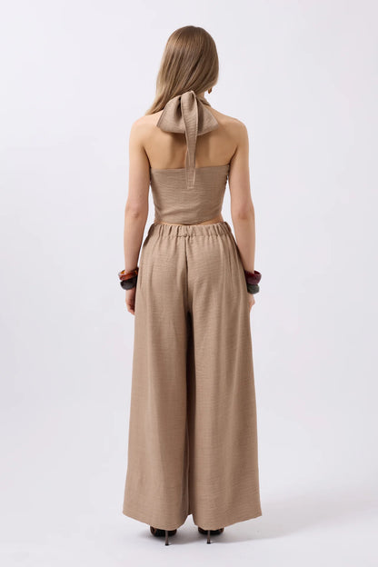 Cross-Laced Linen Mink Crop