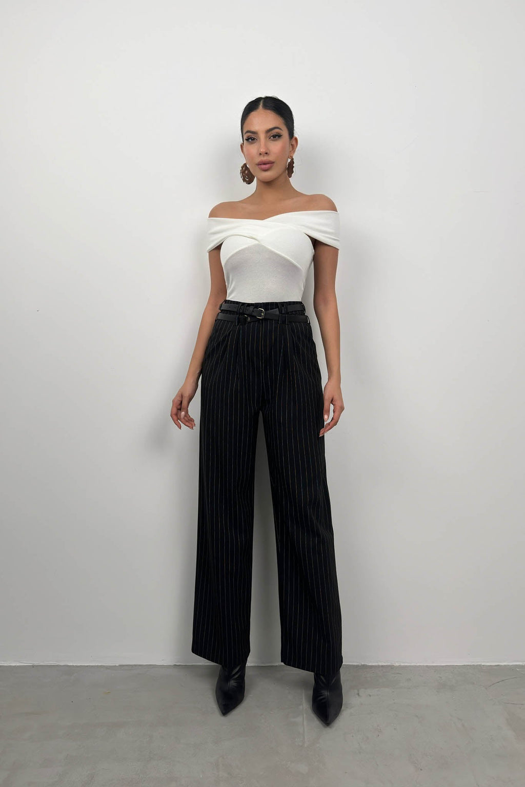 Cross Boat Neck Ecru Bodysuit