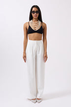 Casual High Waist White Pants