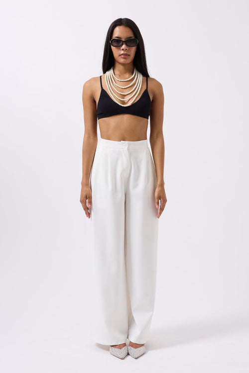 Casual High Waist White Pants