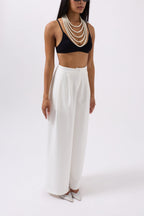 Casual High Waist White Pants