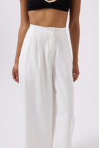 Casual High Waist White Pants