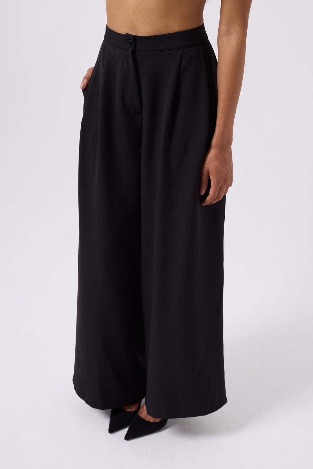 Casual High Waist Black Pants