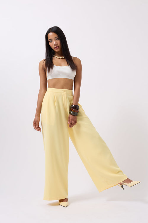 Casual High Waist Yellow Pants