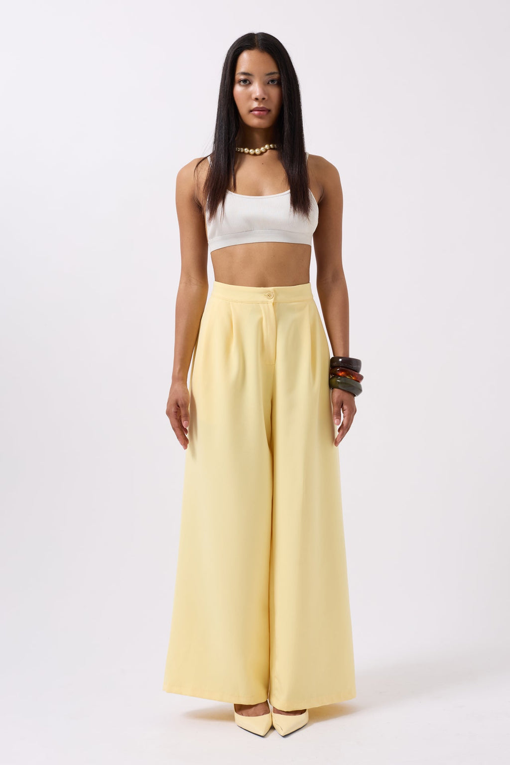 Casual High Waist Yellow Pants