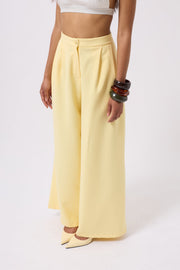 Casual High Waist Yellow Trousers