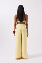 Casual High Waist Yellow Pants