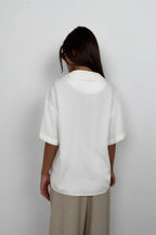 Blazer Collar White Linen Shirt
