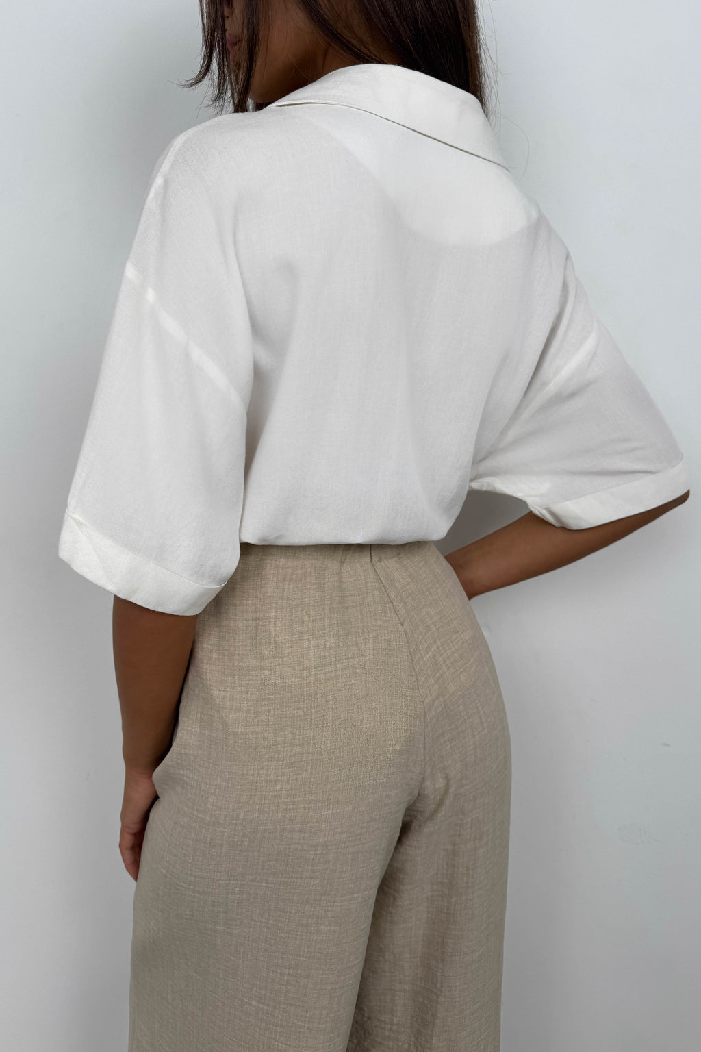 Blazer Collar White Linen Shirt