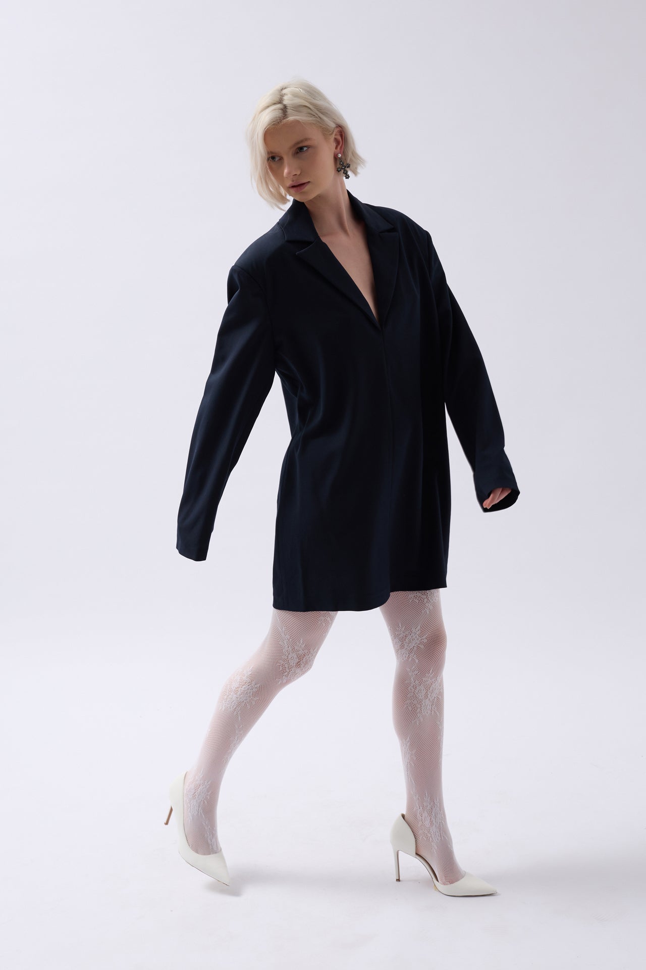 Jacket Collar Navy Mini Dress