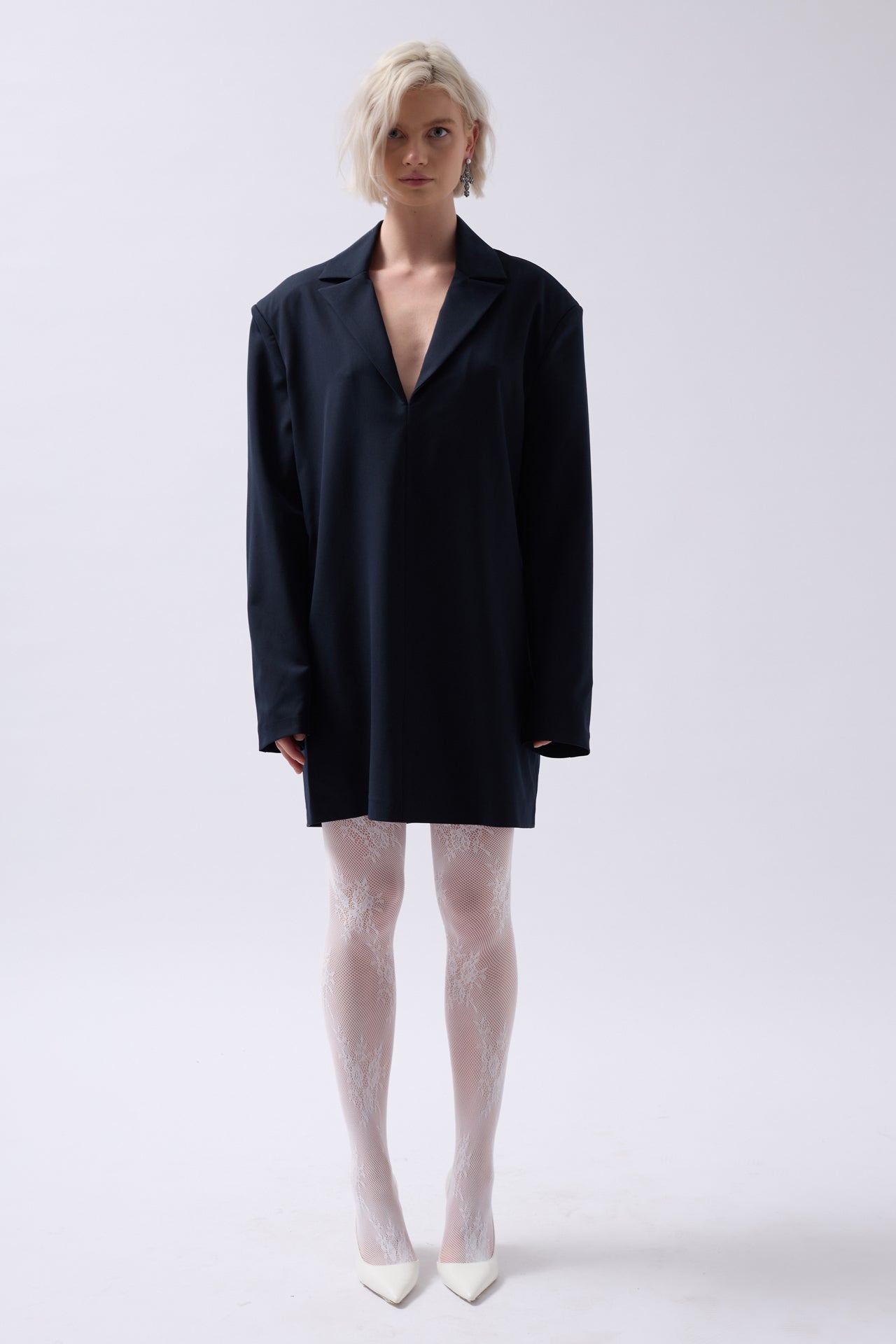 Jacket Collar Navy Mini Dress