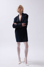 Jacket Collar Navy Mini Dress